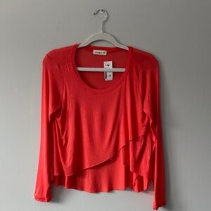 Ginger G Coral Layered Long Sleeve Top